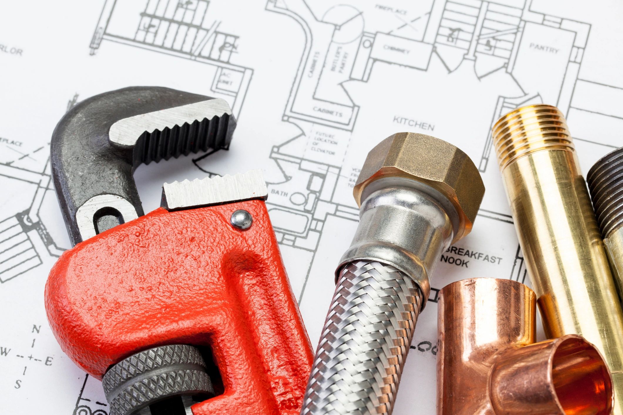 Professional plumber tools ready for service